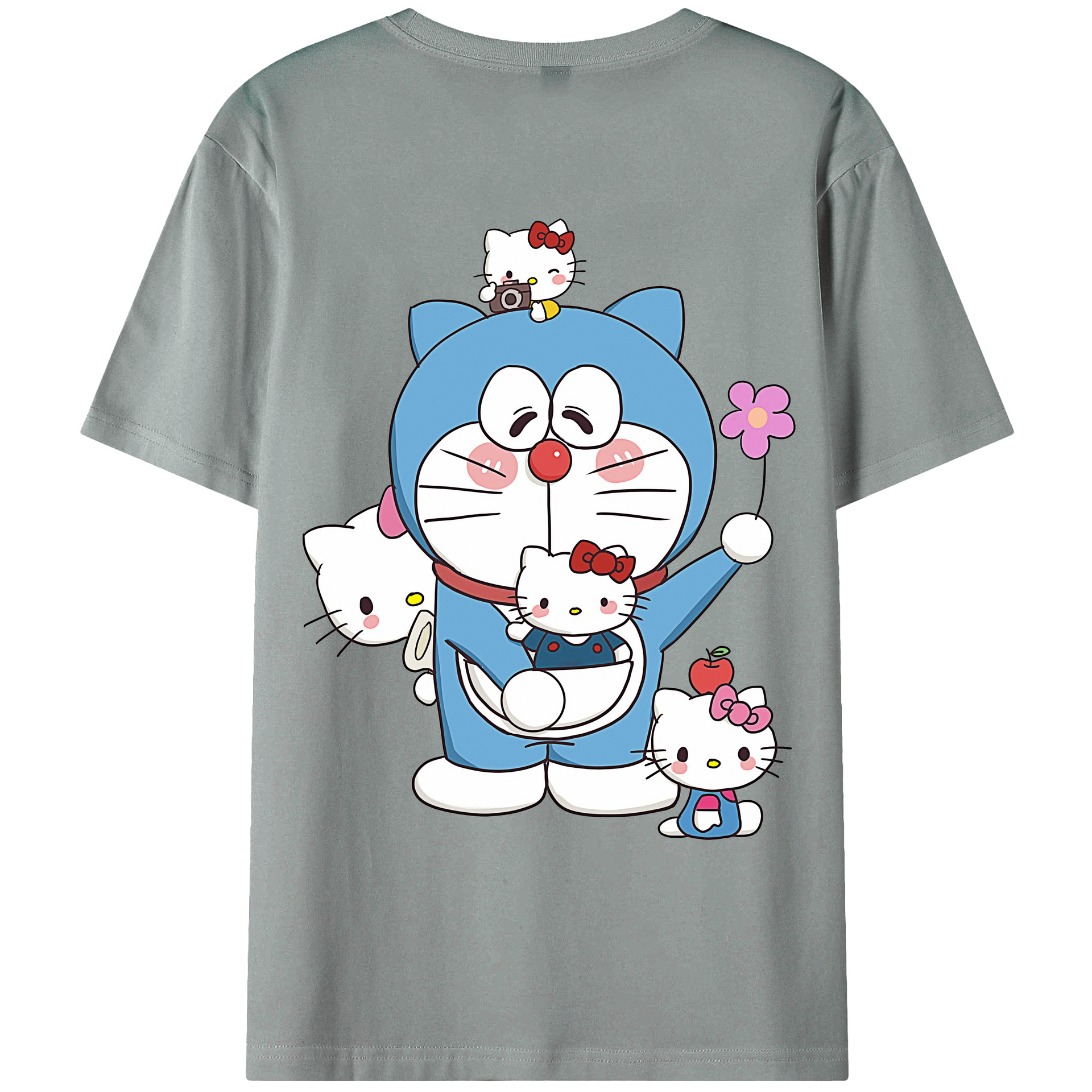 （画像用） ドラえもん Doraemon 綿100％ メンズ半袖Tシャツ（バックプリント） 通気性
